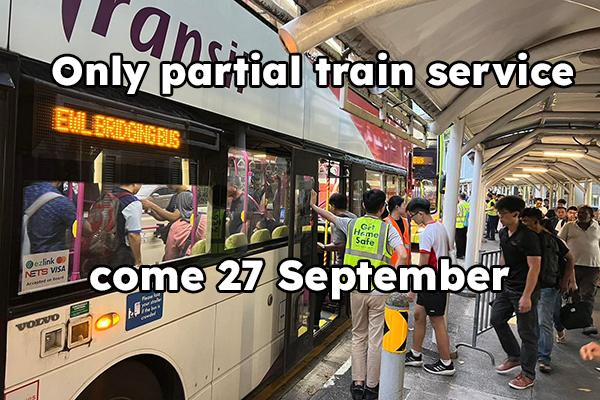 Only partial restoration of train services for EWL by 27 Sep