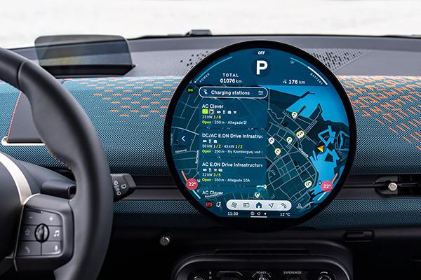 MINI's circular in-car OLED display now supports Parkopedia